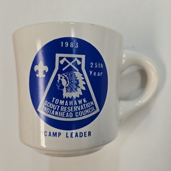 Vintage Boy Scout Mug Tomahawk Camp Leader 1983 '83 Camp Made in the USA BSA - Picture 1 of 4